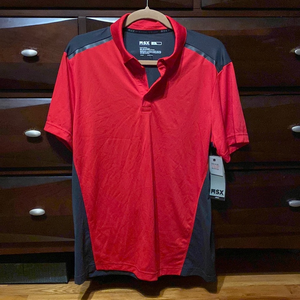 MSX by Michael Strahan golf shirt. Red and Black.  Mens size M